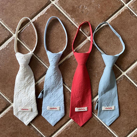 Mini Mani Tie Korean kids necktie in lace ivory made in Korea
