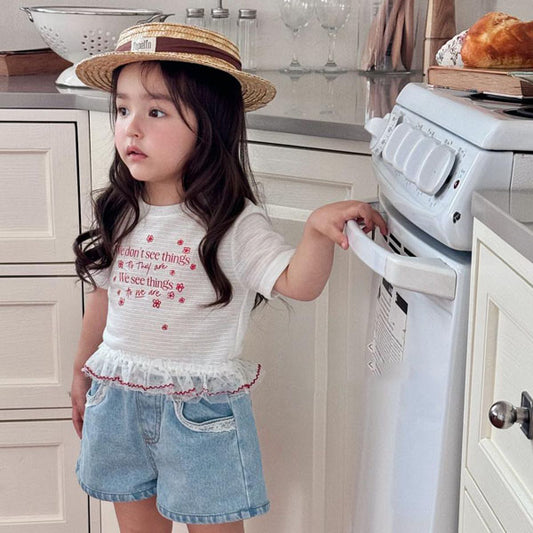Bloom Ruffle Tee Korean toddler t-shirt in beige made in Korea
