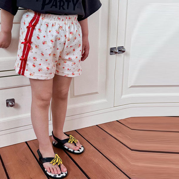Floral Line Shorts Korean toddler shorts in red made in Korea
