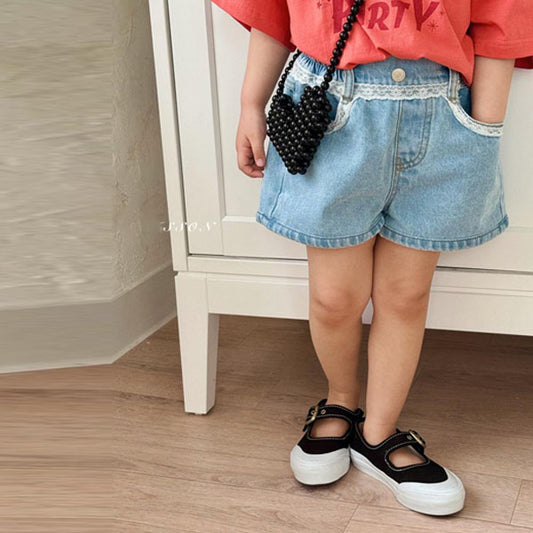 Vintage Lace Shorts Korean toddler shorts in solid color made in Korea