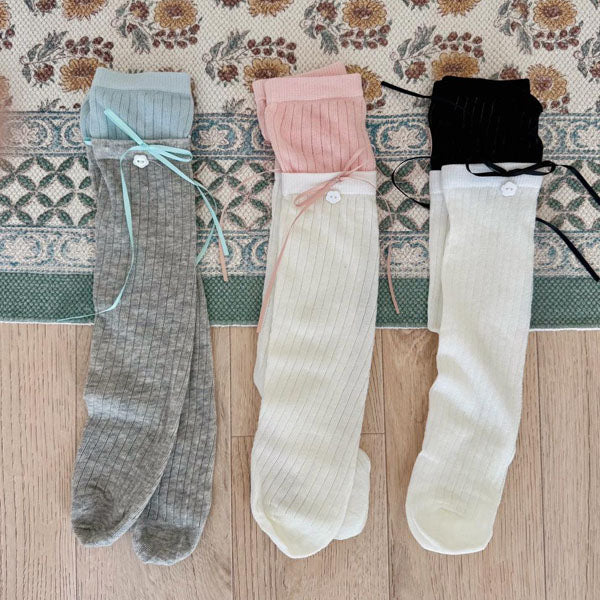 Two-Tone Long Socks Korean kids accessory in heather made in Korea