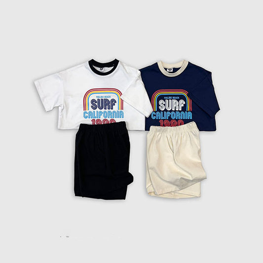 Surf 80 Top & Bottom Set Korean toddler set in ivory(black) made in Korea
