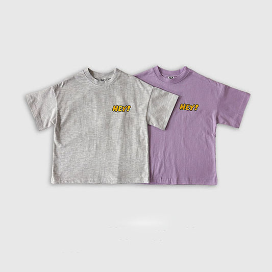 Sticker Pop Short Sleeve Tee Korean toddler t-shirt in white oatmeal made in Korea