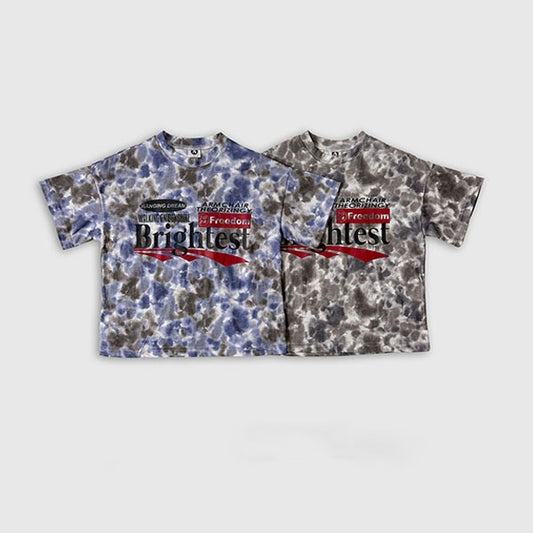 Bright Water Print Short Sleeve Tee Korean toddler t-shirt in marble gray made in Korea