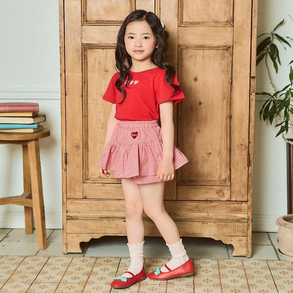 Check Skort Korean toddler skort in red made in Korea