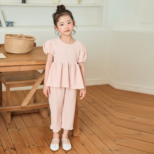Puff Set Korean toddler set in pink made in Korea