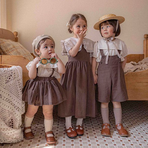 Kids Blair Overall Pants - Brown Korean toddler overall in brown made in Korea