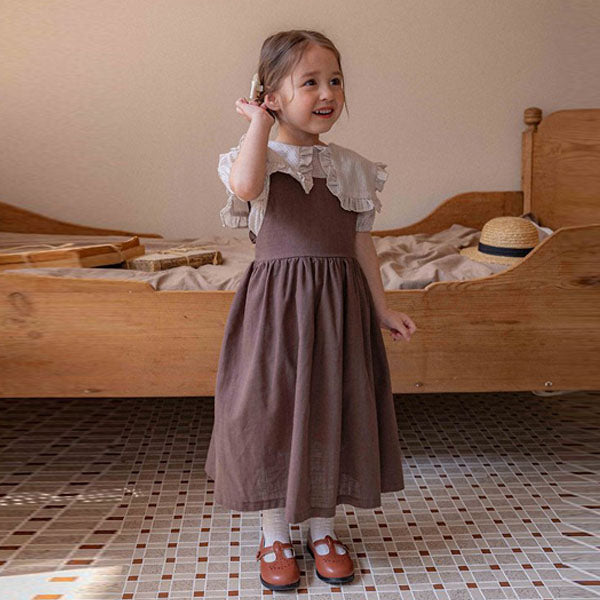 Kids Blair Dress - Brown Korean toddler dress in brown made in Korea