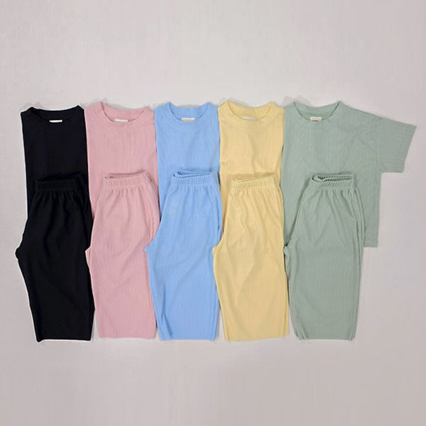 Soft Pleated Top & Bottom Set Korean toddler set in sky blue made in Korea