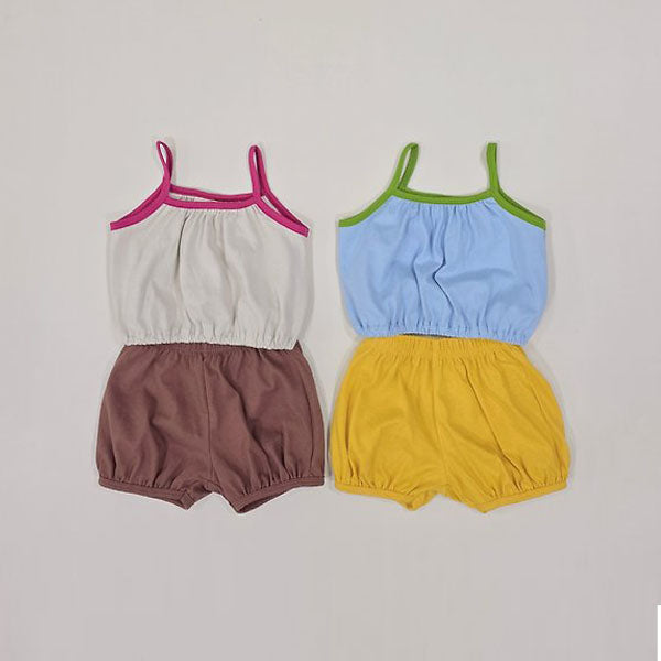 Summer Pumpkin Top & Bottom Set Korean toddler set in sugar gray made in Korea