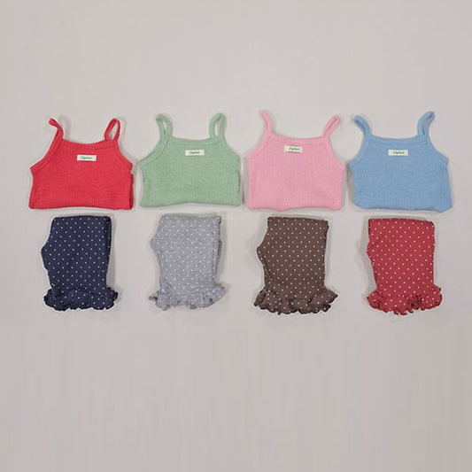 Coco Polka Dot Top & Bottom Set Korean toddler set in indie pink made in Korea