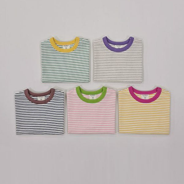 Captain Stripe Short Sleeve Tee Korean toddler t-shirt in light brown made in Korea