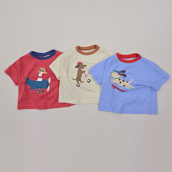 Riding Animal Short Sleeve Tee Korean toddler t-shirt in cream made in Korea