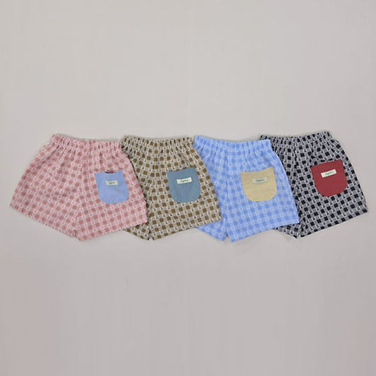 Check Bear Shorts Korean toddler shorts in milk brown made in Korea