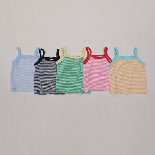 Stripe Spaghetti Strap Top Korean toddler tops in black made in Korea