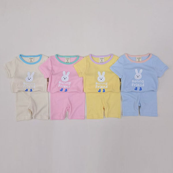 Bunny Friend Loungewear Korean toddler loungewear in sky blue made in Korea