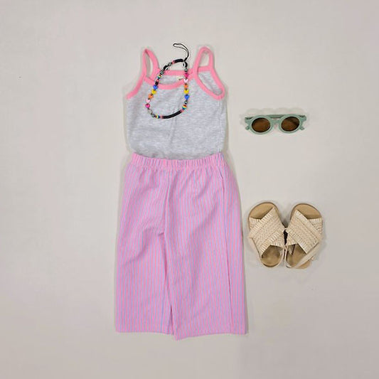 Travel Seersucker Top & Bottom Set Korean toddler set in green tea made in Korea