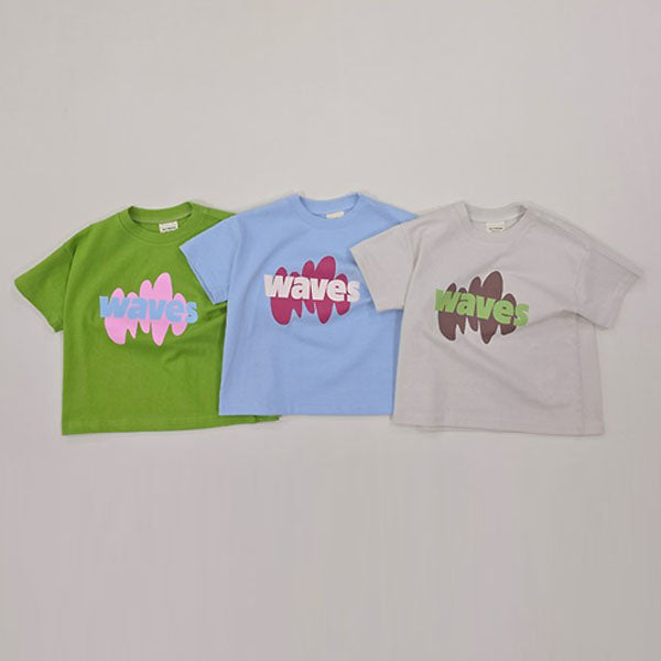 Wave Box Tee Korean toddler t-shirt in green tea made in Korea