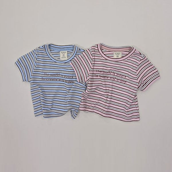 Slim Stripe Short Sleeve Tee Korean toddler t-shirt in pink made in Korea