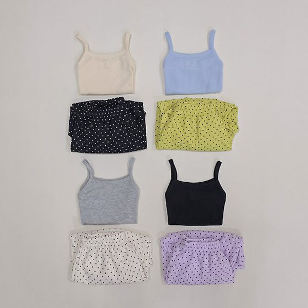 Polka Dot Little Top & Bottom Set Korean toddler set in black made in Korea