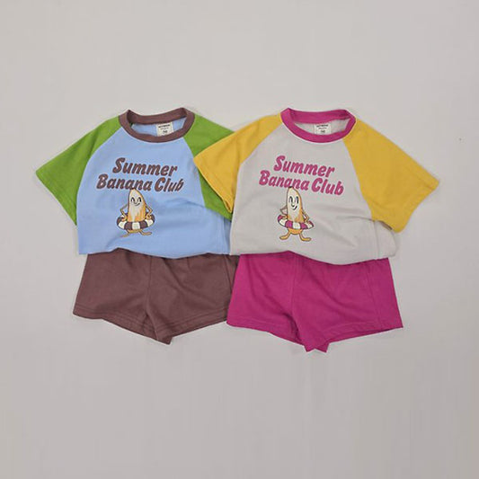 Banana Club Top & Bottom Set Korean toddler set in sugar gray made in Korea