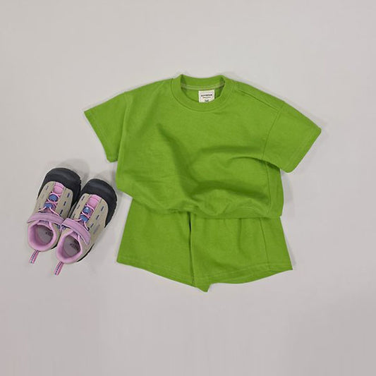 Summer Lollipop Top & Bottom Set Korean toddler set in light heather made in Korea