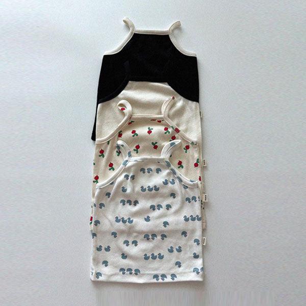 Ribbed Spaghetti Strap Top Korean infant tops in ivory made in Korea