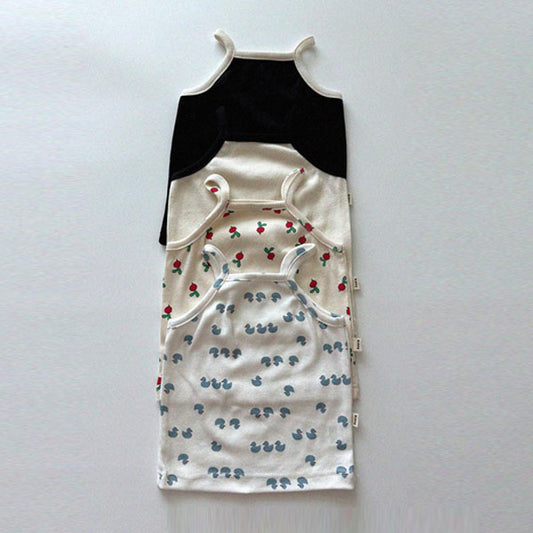 Ribbed Spaghetti Strap Top Korean infant tops in ivory made in Korea
