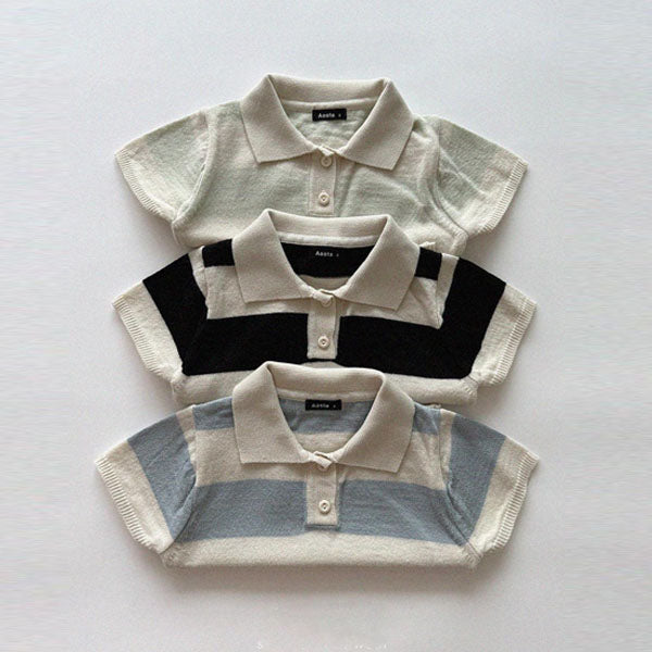 Knit Collar Tee Korean toddler t-shirt in mint made in Korea