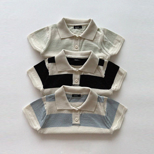 Knit Collar Tee Korean toddler t-shirt in mint made in Korea