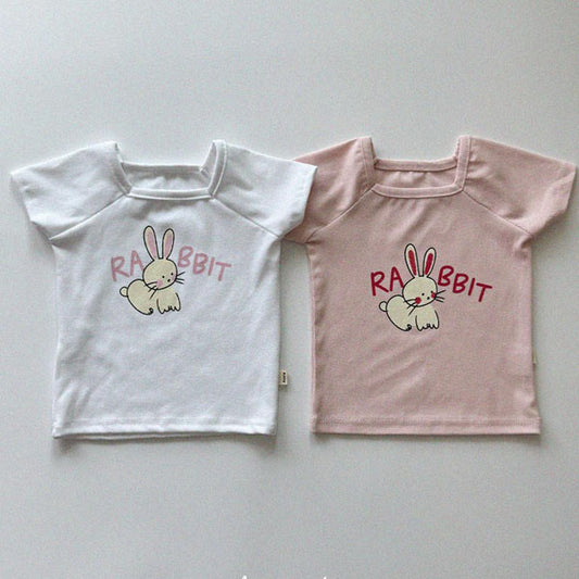 Rabbit Tee Korean infant t-shirt in ivory made in Korea