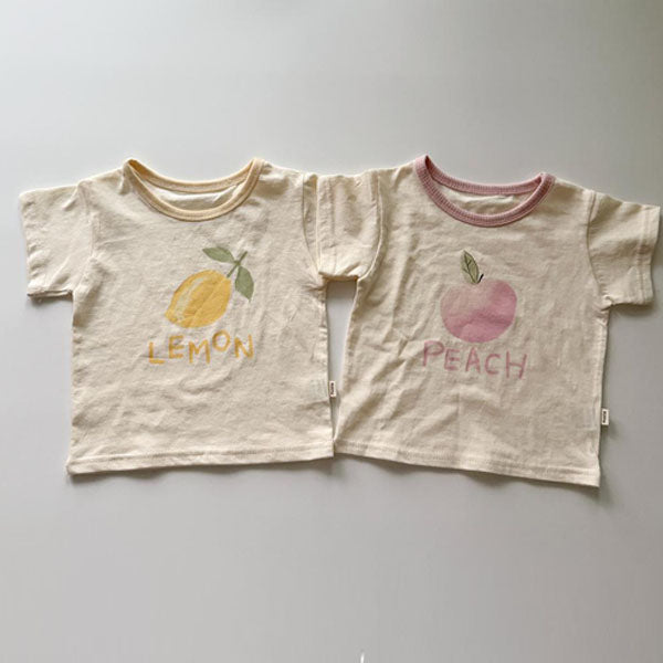 Lemon Peach Tee Korean infant t-shirt in lemon made in Korea