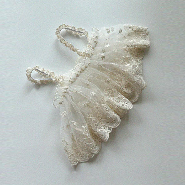 Lace Strap Bustier Korean kids tops in white ribbon made in Korea