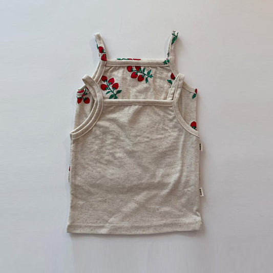 Linen Spaghetti Strap Top Korean infant tops in beige made in Korea