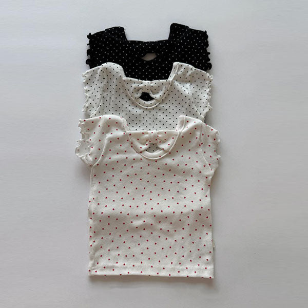 Kiki Blouse Korean infant blouse in black(white polka dot) made in Korea