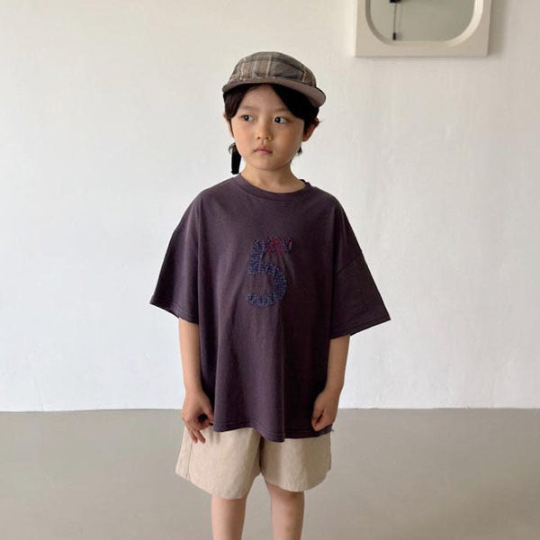 No. 5 Tee Korean toddler t-shirt in mint pink made in Korea