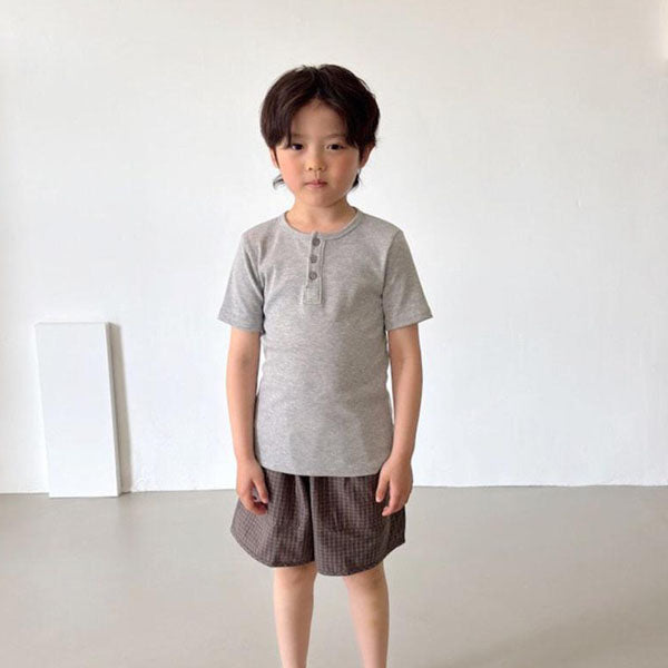 Ribbed Button Tee Korean toddler t-shirt in ivory made in Korea