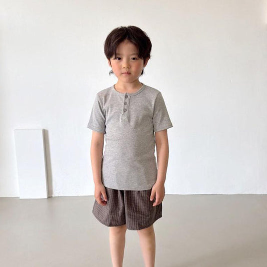 Ribbed Button Tee Korean toddler t-shirt in ivory made in Korea