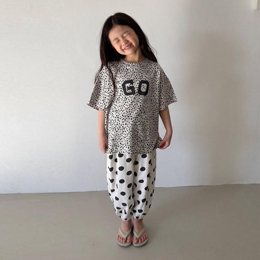 Bold Banded Pants Korean toddler pants in dot made in Korea