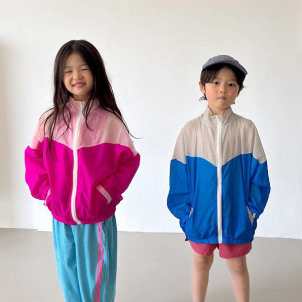 Summer Zip-Up Korean toddler jacket in cherry pink made in Korea
