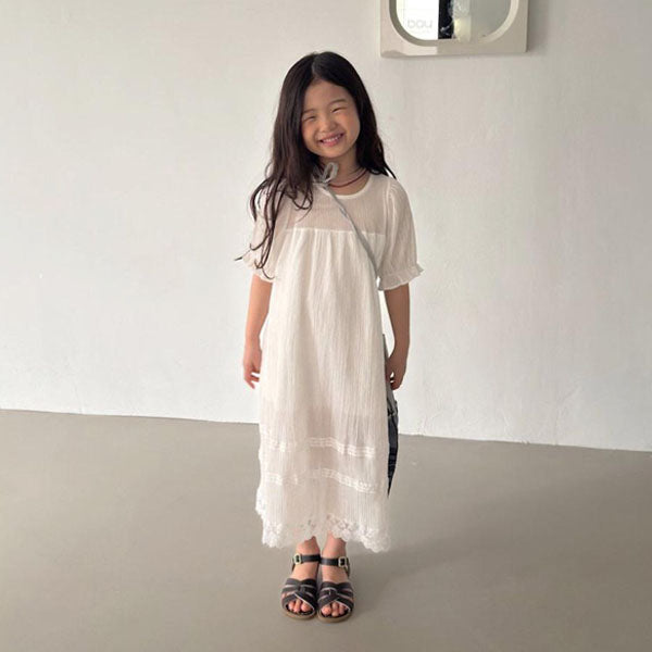 Yoryu Lace Dress Korean toddler dress in ivory made in Korea
