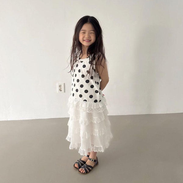 4-Tiered Skirt - Ivory Korean toddler skirt in ivory made in Korea