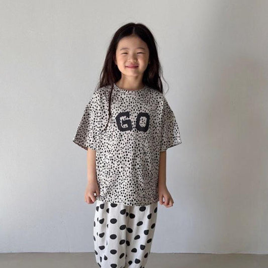 Leopard GO Tee Korean toddler t-shirt in light gray made in Korea