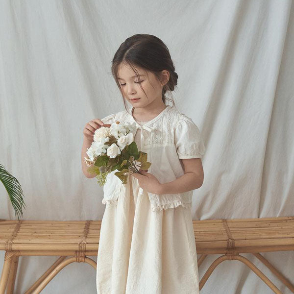 Lia Bolero Korean toddler sweater in ivory made in Korea
