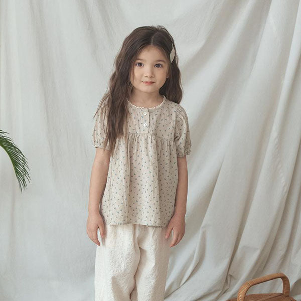 Momo Blouse Korean toddler blouse in ivory made in Korea