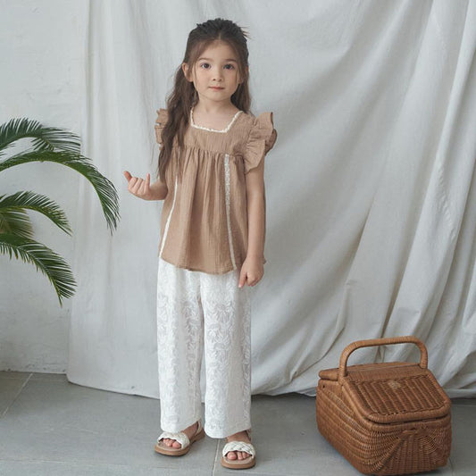 Daisy Pants Korean toddler pants in ivory made in Korea