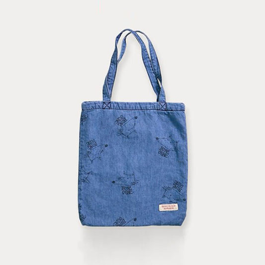 Wolf Denim Bag Korean kids accessory in blue denim made in Korea