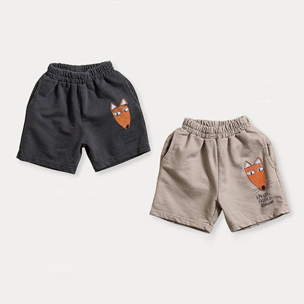 Fox Pigment 4-Length Shorts Korean toddler shorts in gray made in Korea