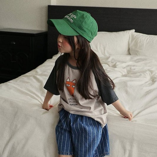 Fox Raglan Tee Korean toddler t-shirt in gray made in Korea
