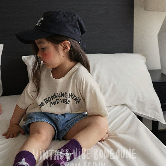 Vibe Short Sleeve Tee Korean toddler t-shirt in vanilla made in Korea